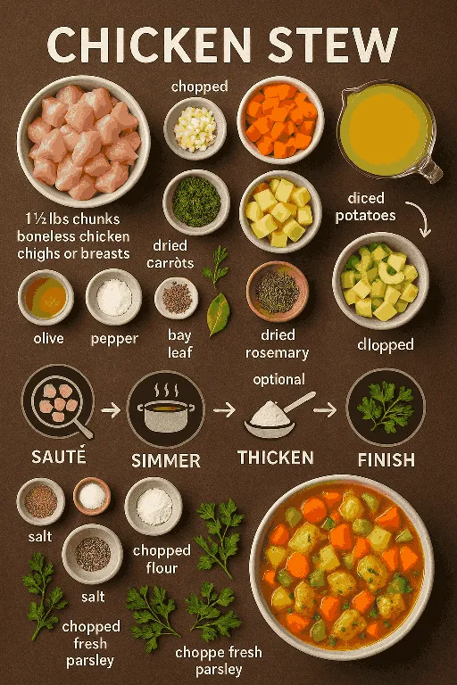 A Chicken Stew Recipe with Vegetables and Herbs - delicious homemade recipe