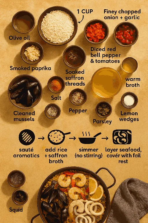 Barcelona-Style Seafood Paella with Saffron Rice - delicious homemade recipe