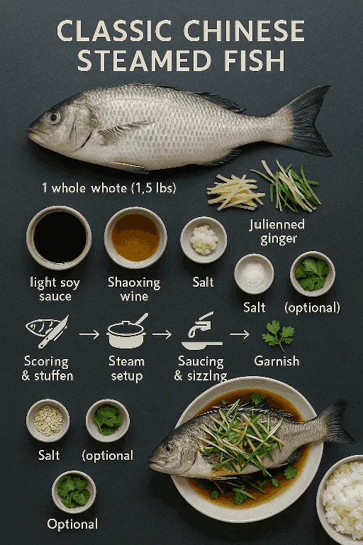Cantonese Steamed Fish with Ginger and Scallions - delicious homemade recipe