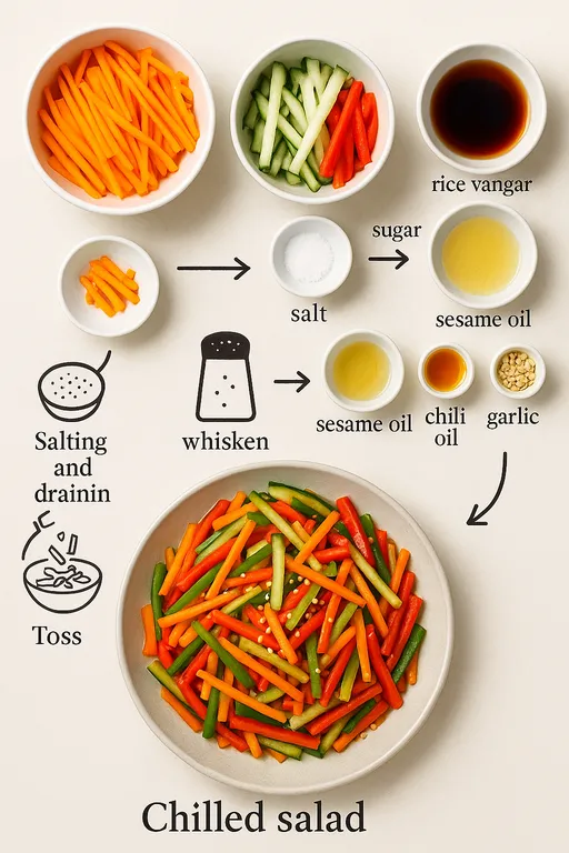 Chinese Shredded Vegetable Salad Recipe (San Si Ban) - delicious homemade recipe