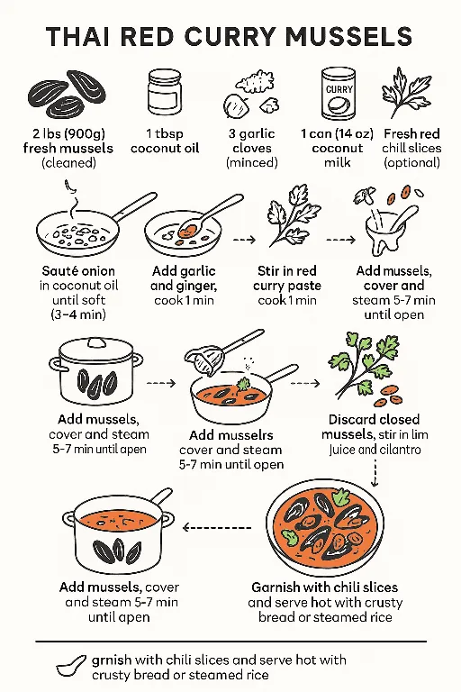 Spicy Coconut Curry Mussels - delicious homemade recipe