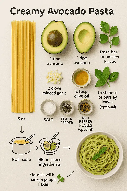 Creamy Avocado Pasta with Garlic and Lemon - delicious homemade recipe