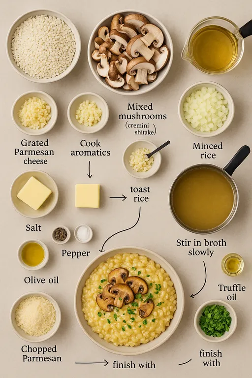 Creamy Mushroom Risotto Recipe with Parmesan - delicious homemade recipe
