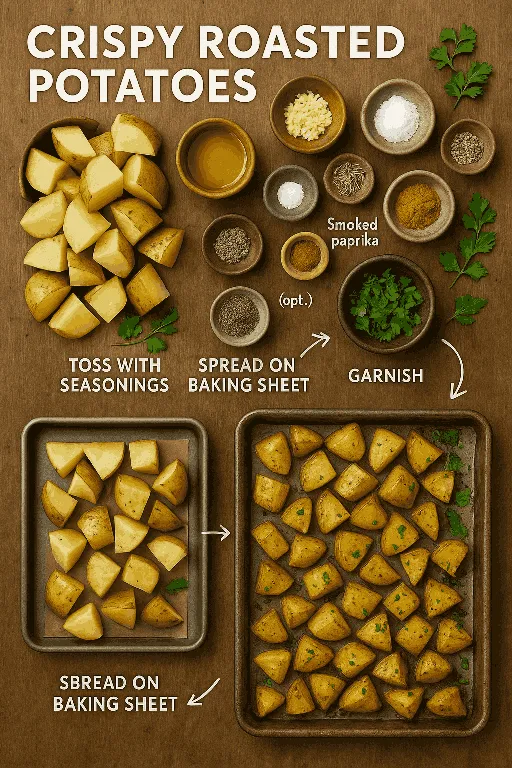 Crispy American Roasted Potatoes with Garlic and Herbs - delicious homemade recipe