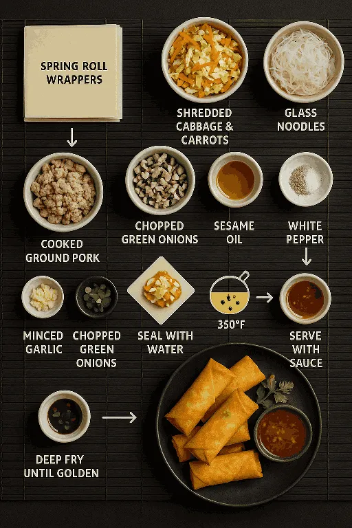 Crispy Fried Spring Rolls with Pork and Vegetables - delicious homemade recipe