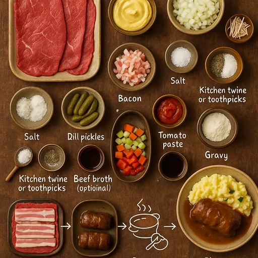 Traditional German Beef Rouladen Recipe with Gravy - finished dish