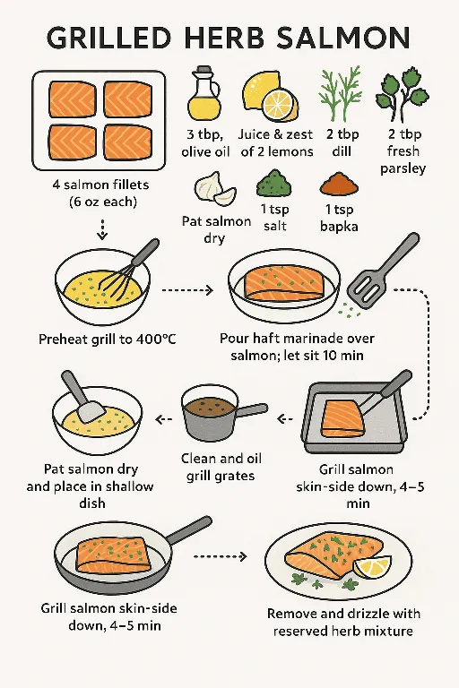 Grilled Salmon Recipe with Lemon Herbs - delicious homemade recipe