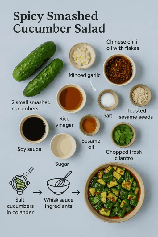 Spicy Szechuan Cucumber Salad with Garlic & Chili Oil - delicious homemade recipe