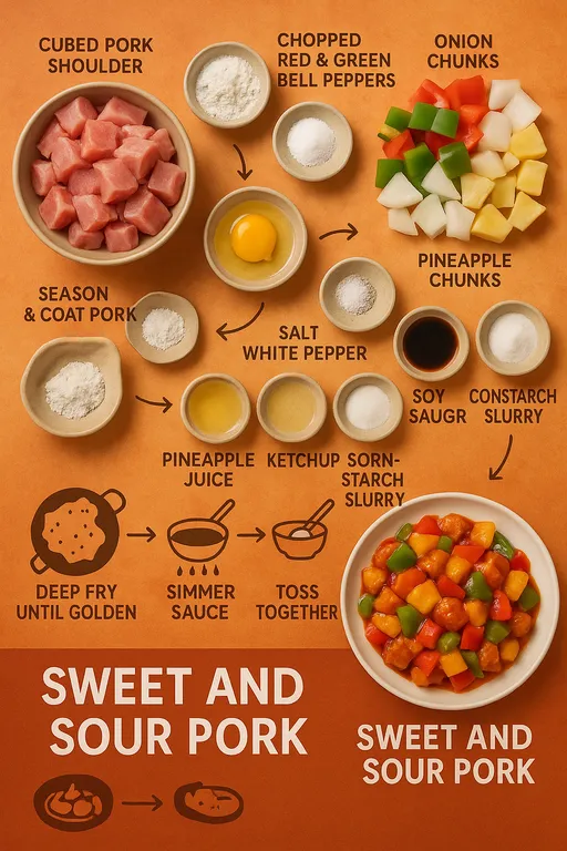 Sweet and Sour Pork Recipe with Pineapple Chunks - delicious homemade recipe