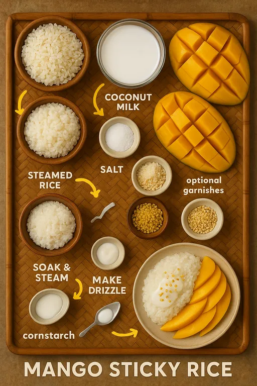 Thai Mango Sticky Rice Recipe with Coconut Milk - delicious homemade recipe