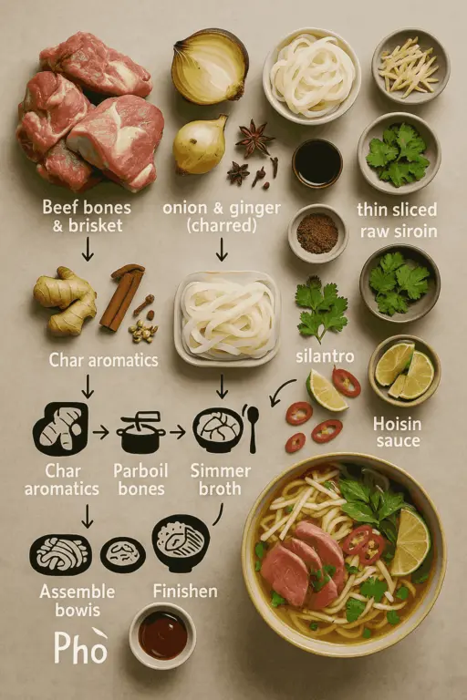 Authentic Vietnamese Beef Pho with Rice Noodles - delicious homemade recipe